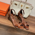 HERMES PREMIERE 70 SANDAL IN BRONZE BROWN CROCODILE LEATHER