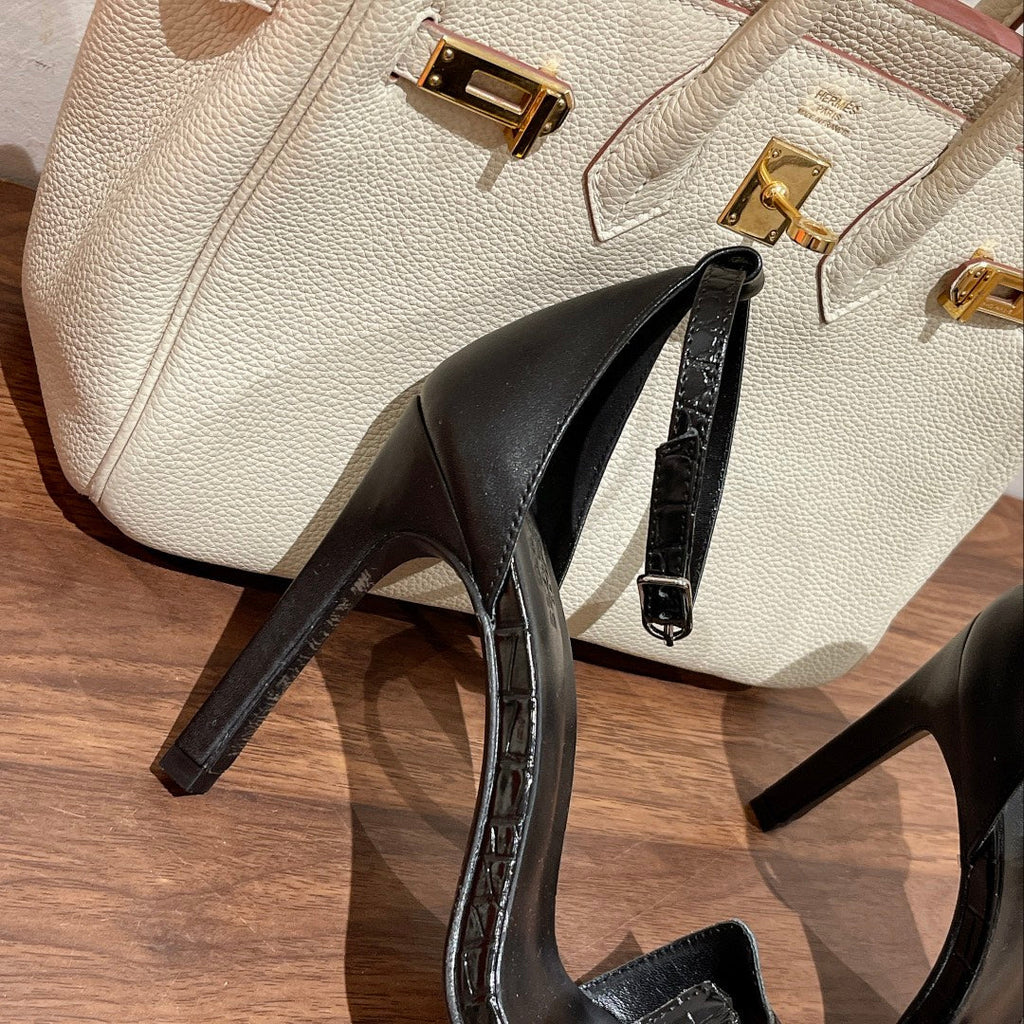 HERMES PREMIERE 115 SANDAL IN BLACK PATENT CALFSKIN