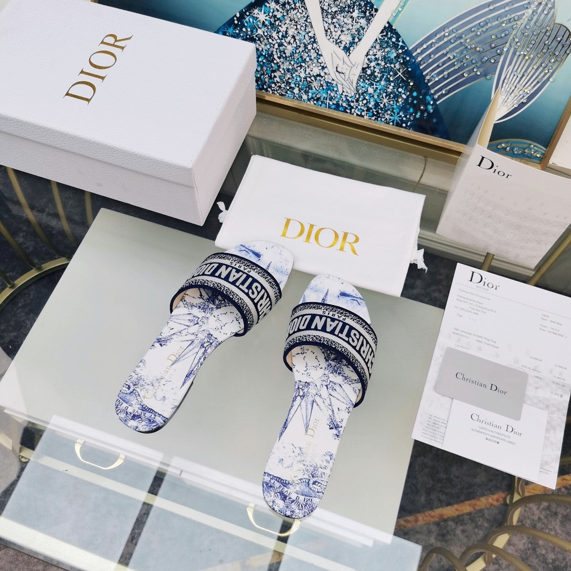 DIOR CD Mule Dway Slide 10mm Multi-motifs Style 78