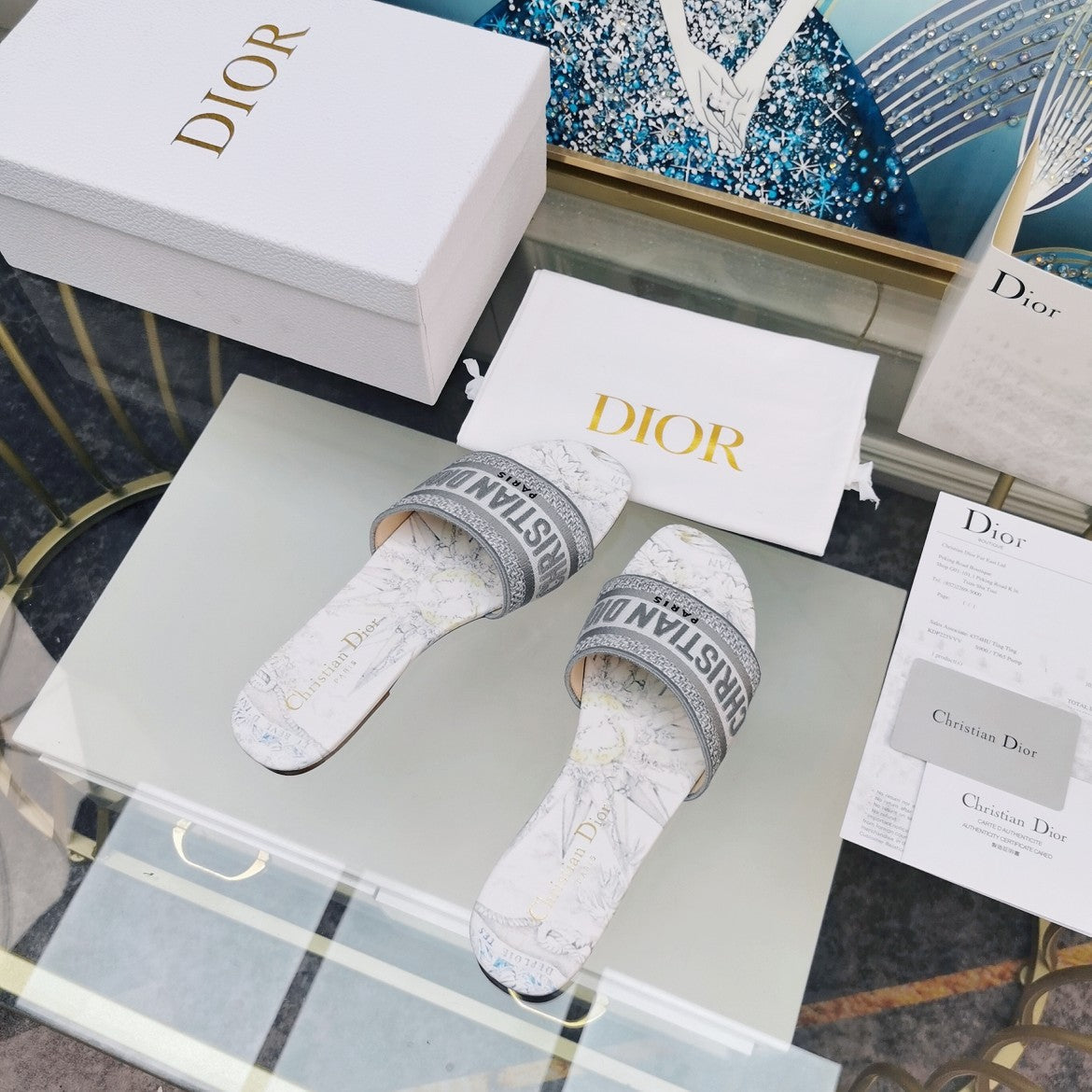 DIOR CD Mule Dway Slide 10mm Multi-motifs Style 27