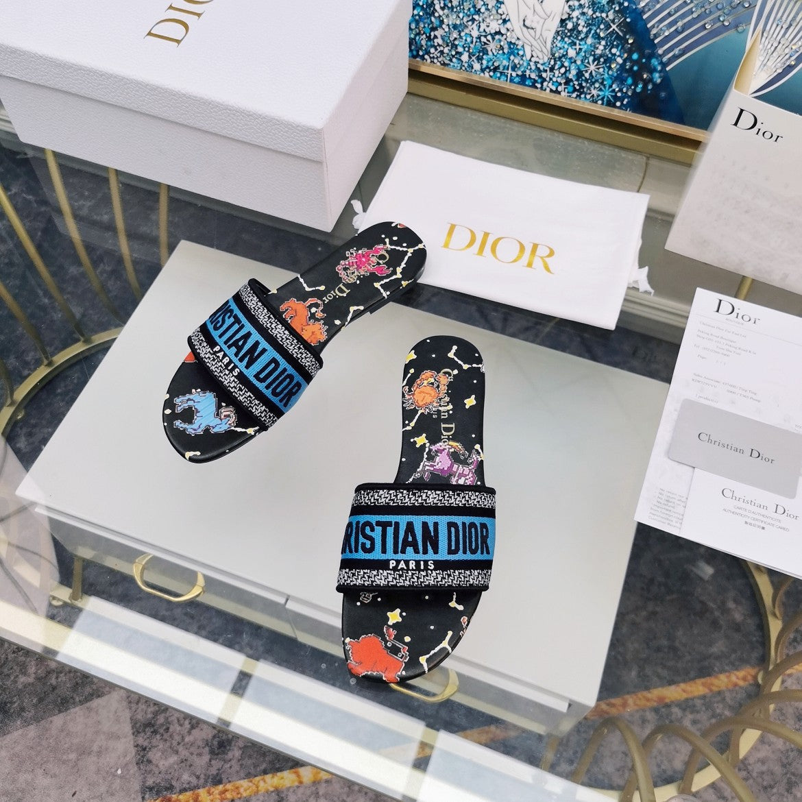 DIOR CD Mule Dway Slide 10mm Multi-motifs Style 77