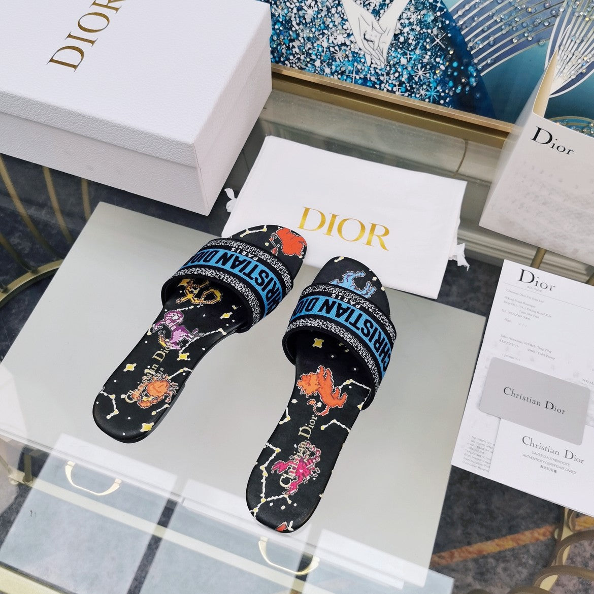 DIOR CD Mule Dway Slide 10mm Multi-motifs Style 77