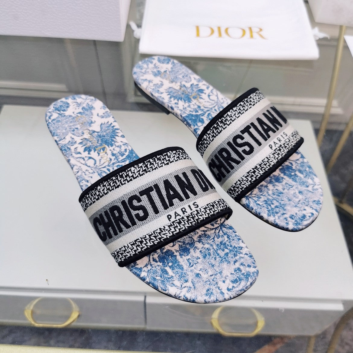 DIOR CD Mule Dway Slide 10mm Multi-motifs Style 75