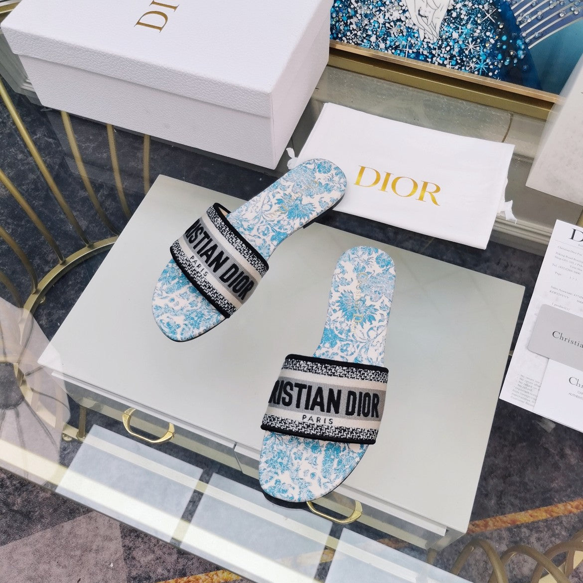 DIOR CD Mule Dway Slide 10mm Multi-motifs Style 74