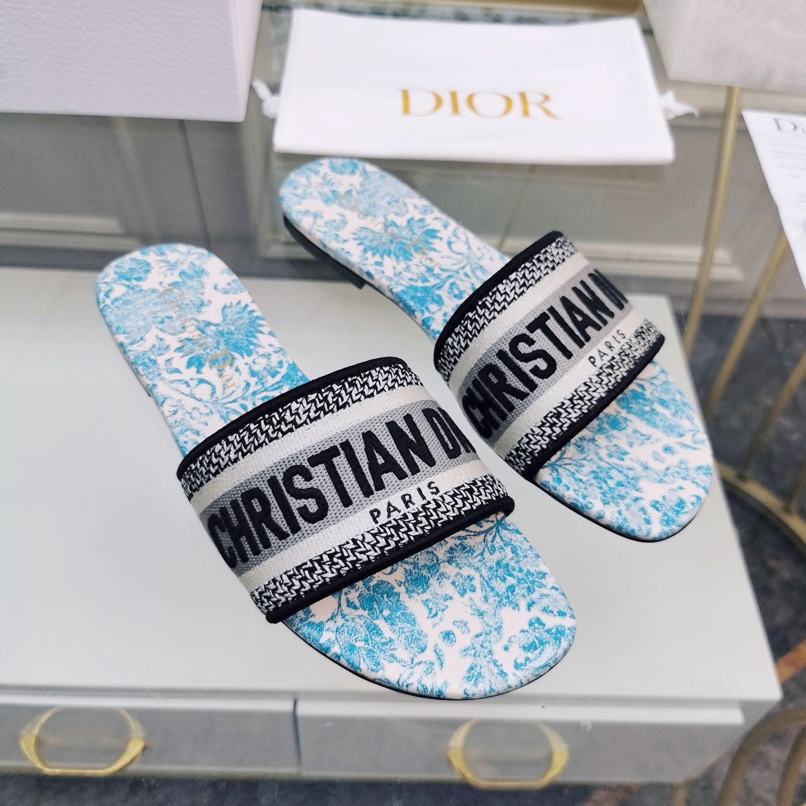 DIOR CD Mule Dway Slide 10mm Multi-motifs Style 74