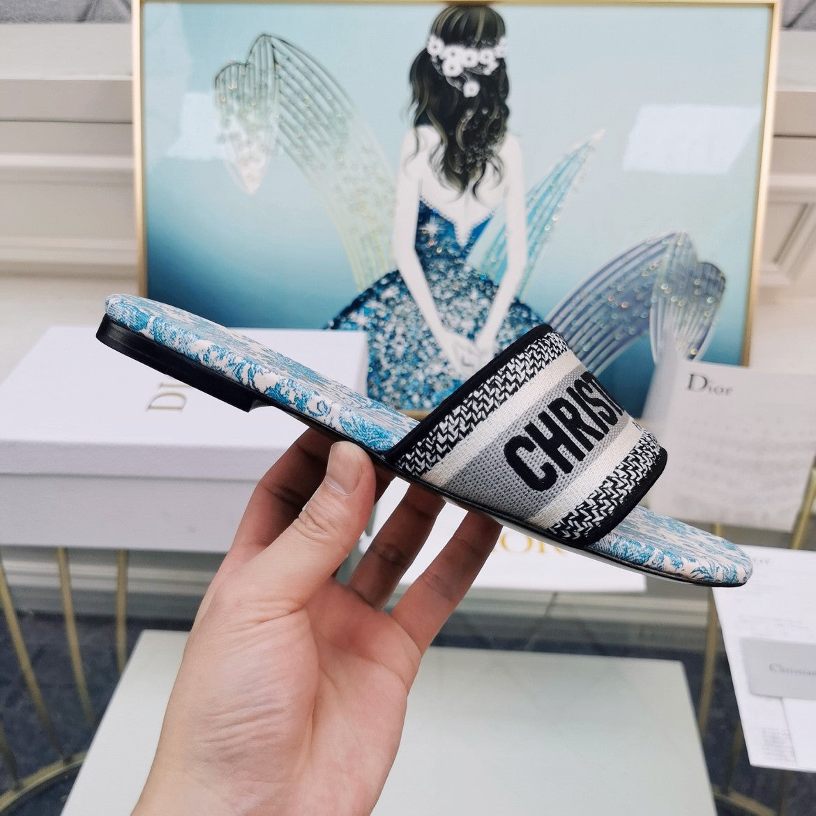 DIOR CD Mule Dway Slide 10mm Multi-motifs Style 74