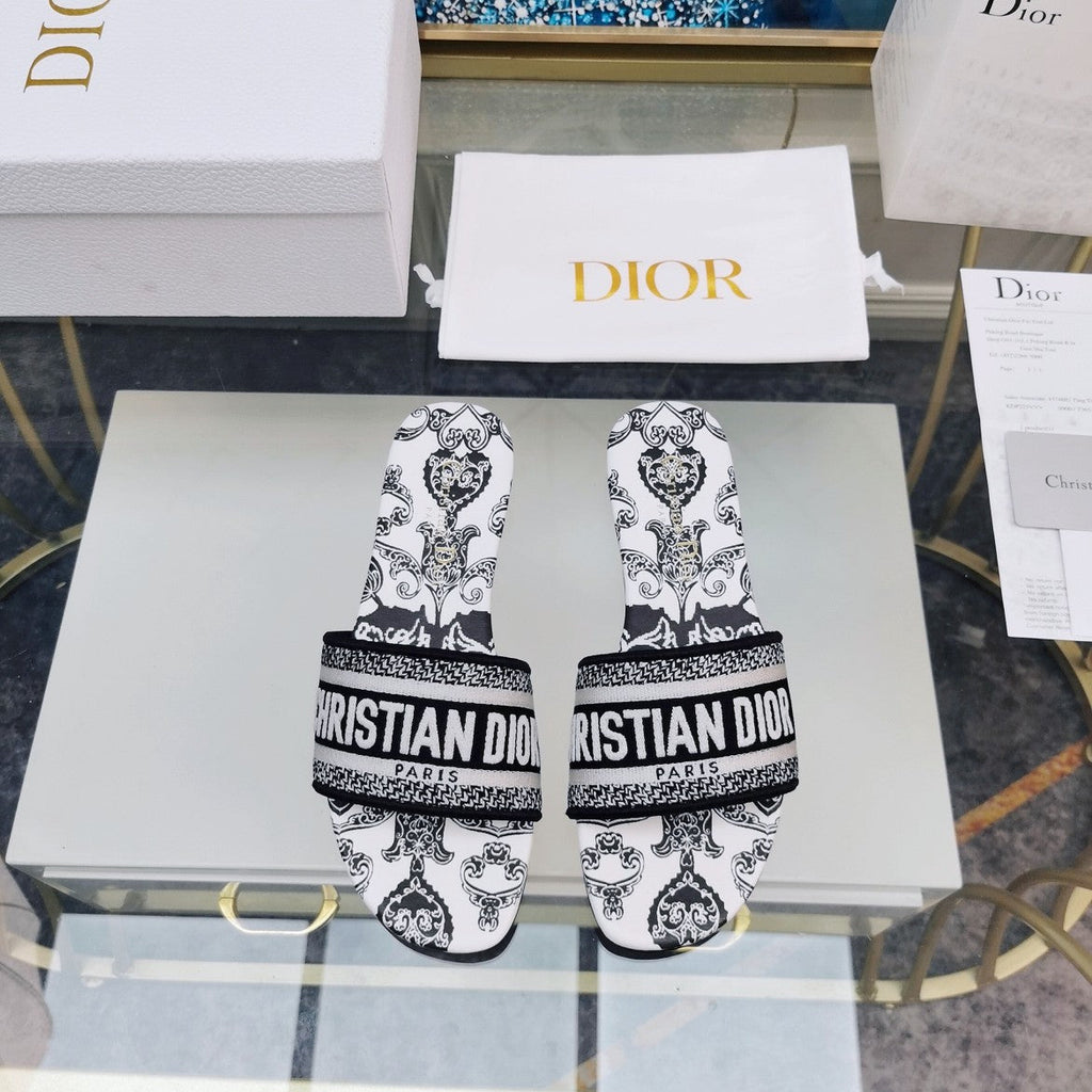 DIOR CD Mule Dway Slide 10mm Multi-motifs Style 26