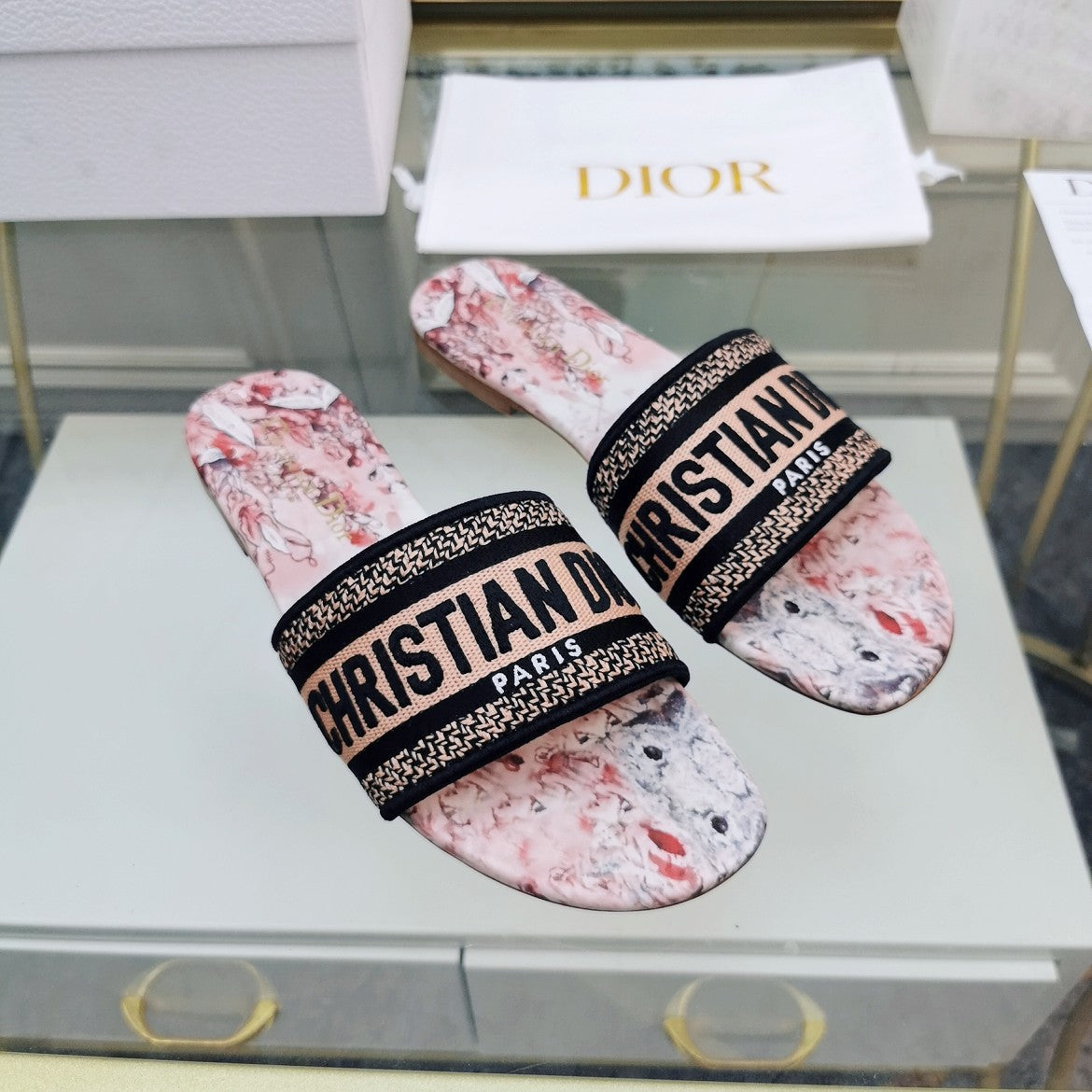 DIOR CD Mule Dway Slide 10mm Multi-motifs Style 73