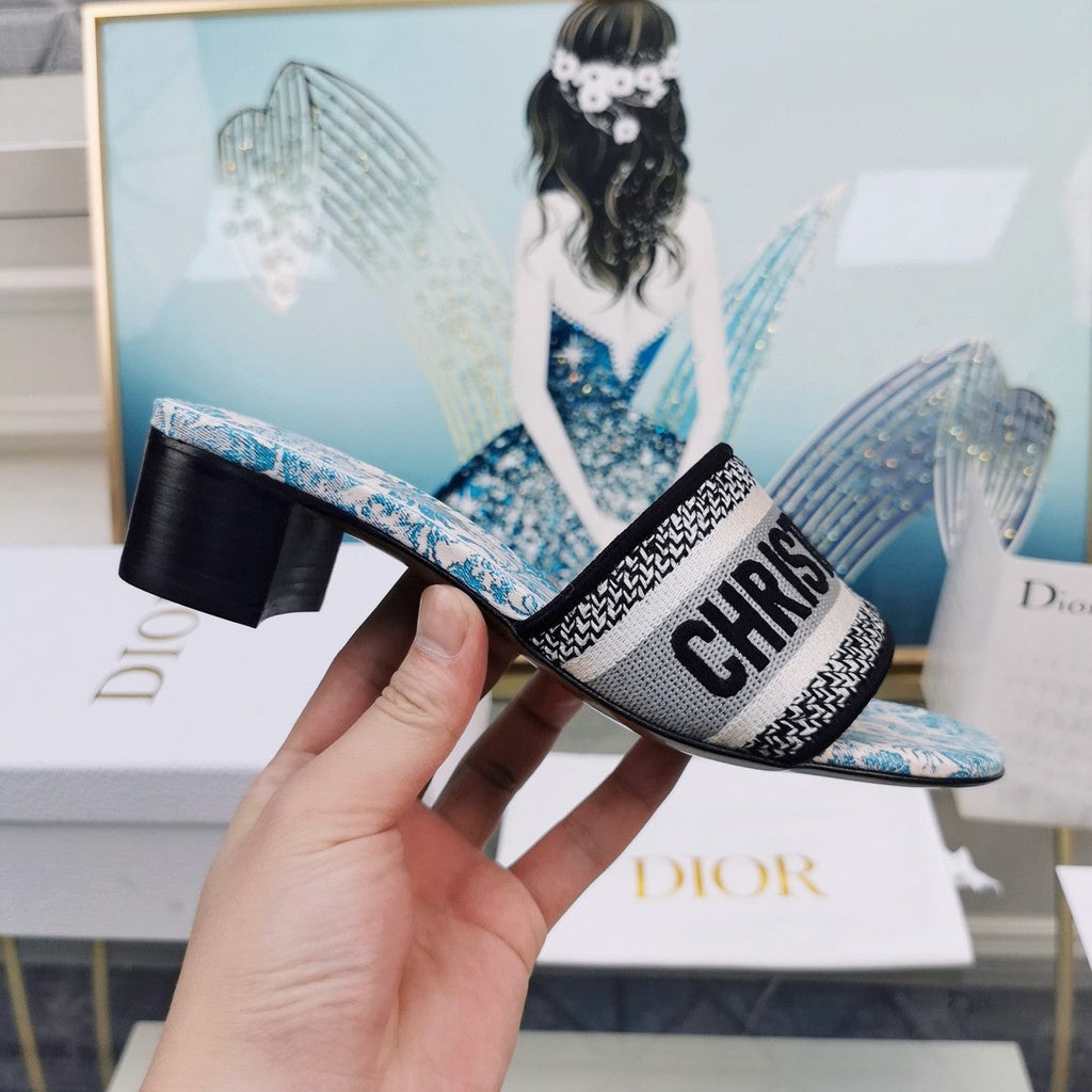 DIOR CD Mule Dway Heeled Slide 45mm Style 33