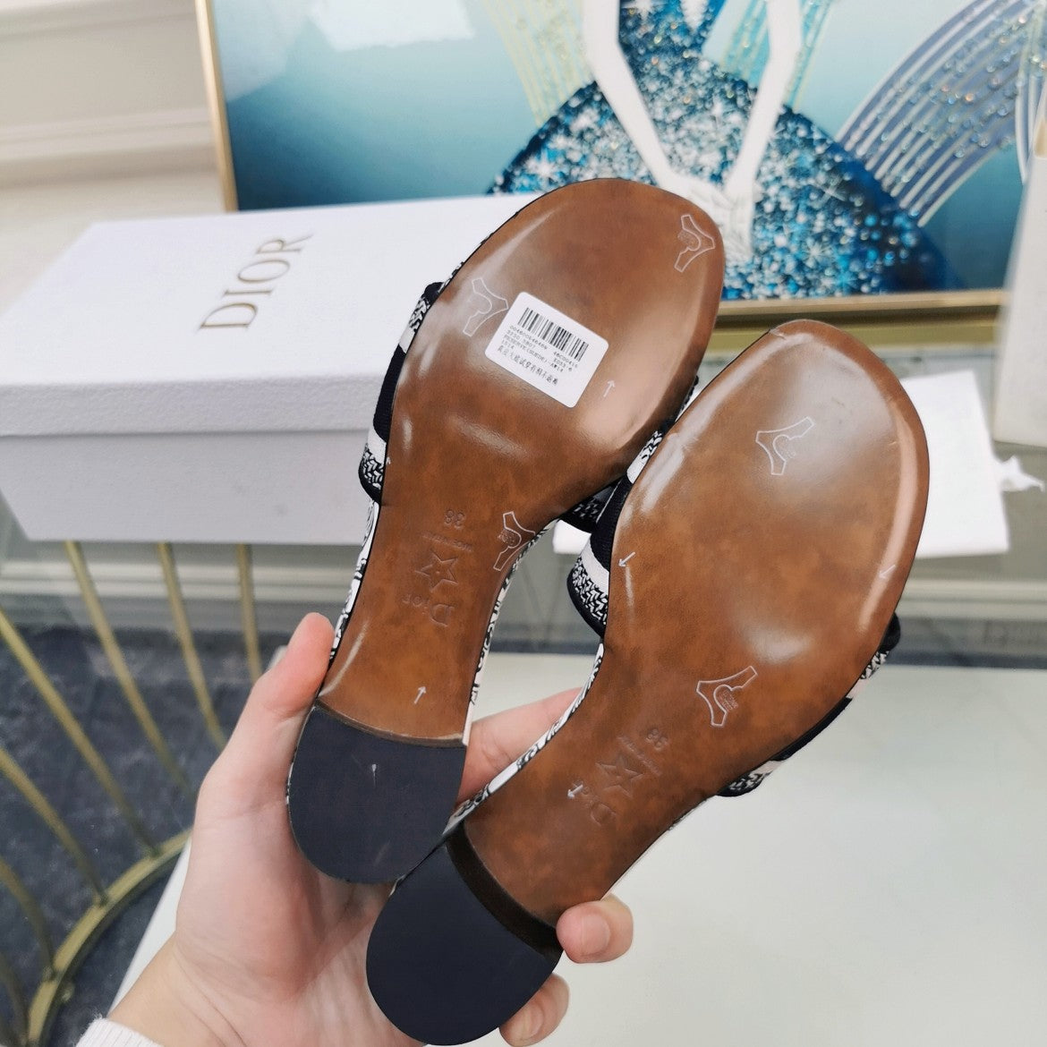 DIOR CD Mule Dway Heeled Slide 45mm Style 32