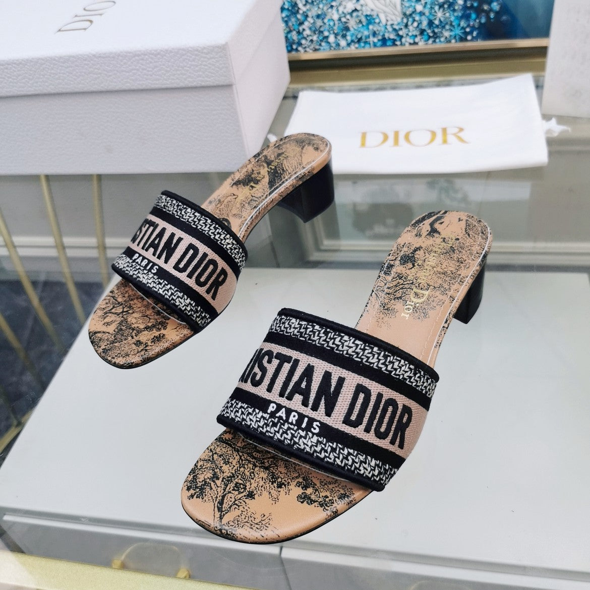DIOR CD Mule Dway Heeled Slide 45mm Style 5