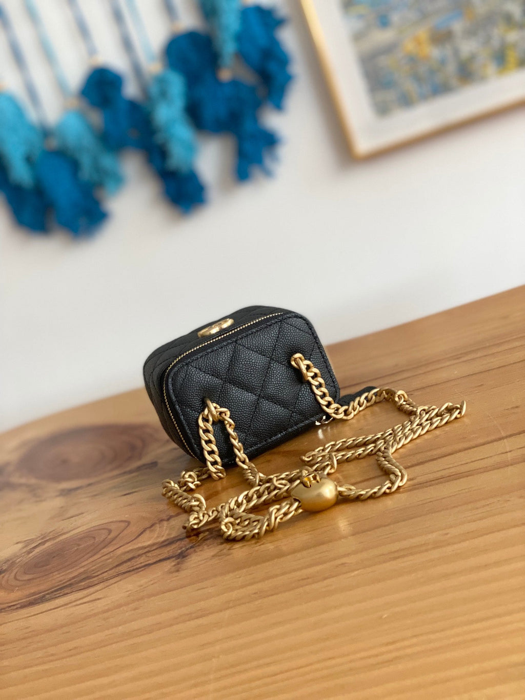 CHANEL MINI 10 VANITY IN BLACK CALFSKIN GOLD HARDWARE