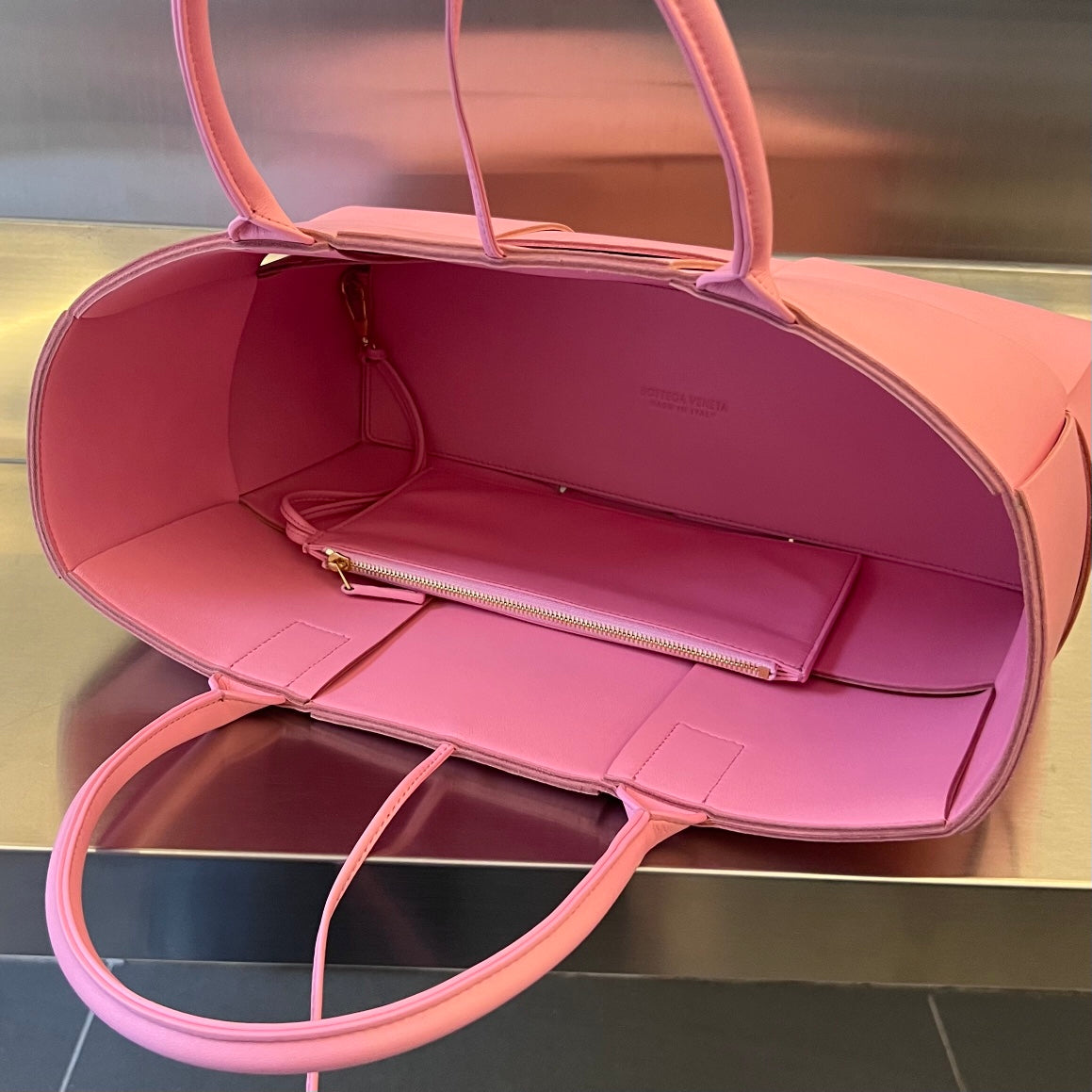 BOTTEGA VENETA ARCO TOTE 36 IN SHOCKING PINK CALFSKIN