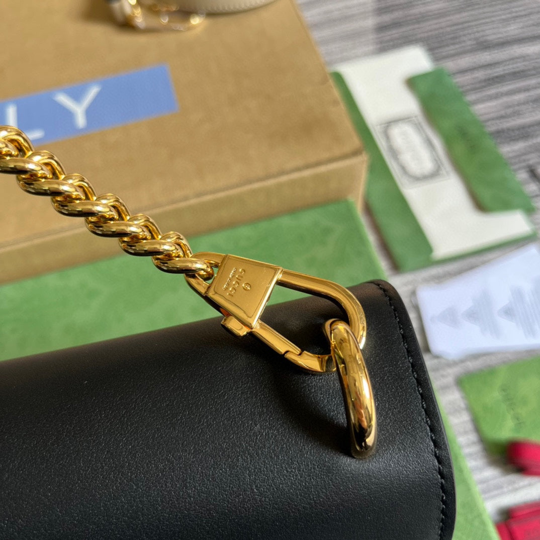 GUCCI PADLOCK 22 SMALL  BAG IN BLACK CALFSKIN AND BEIGE CANVAS