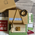 GUCCI PADLOCK 22 SMALL  SHOULDER BAG IN BEIGE CALFSKIN AND CANVAS