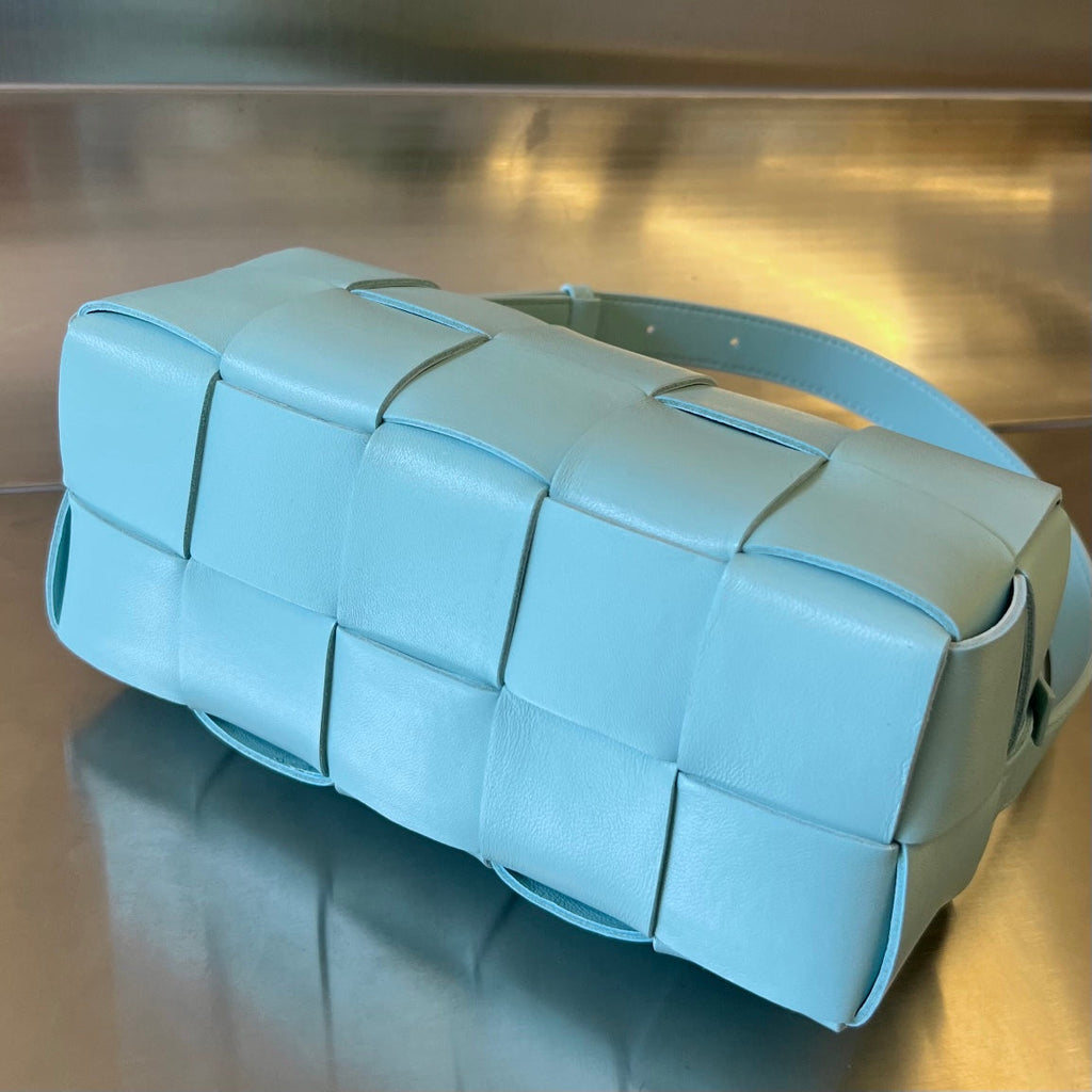 BOTTEGA VENETA BRICK CASSETTE 28 IN SKY BLUE CALFSKIN