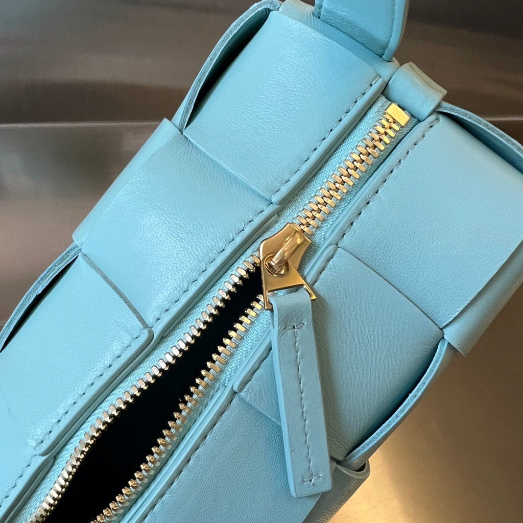 BOTTEGA VENETA BRICK CASSETTE 28 IN SKY BLUE CALFSKIN