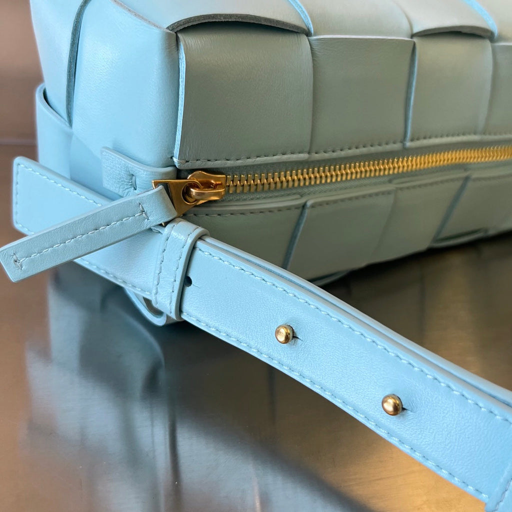 BOTTEGA VENETA BRICK CASSETTE 28 IN SKY BLUE CALFSKIN