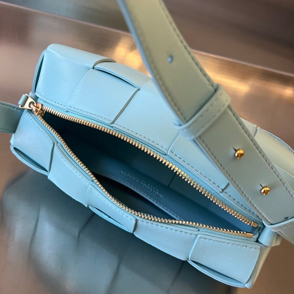 BOTTEGA VENETA BRICK CASSETTE 28 IN SKY BLUE CALFSKIN