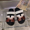 HERMES CHYPRE SANDAL OMBRE WHITE BROWN CALFSKIN