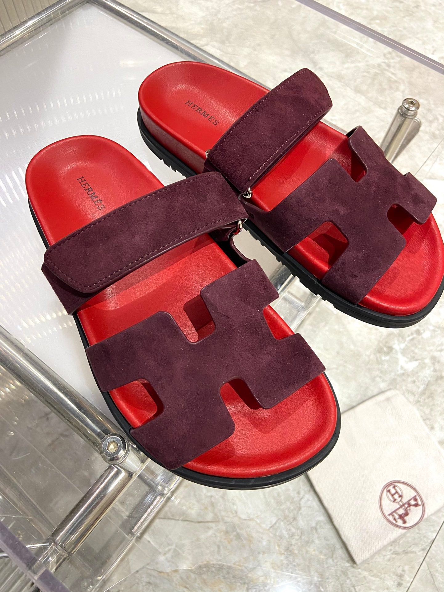 HERMES CHYPRE SANDAL CHERRY MIX JAM SUEDE