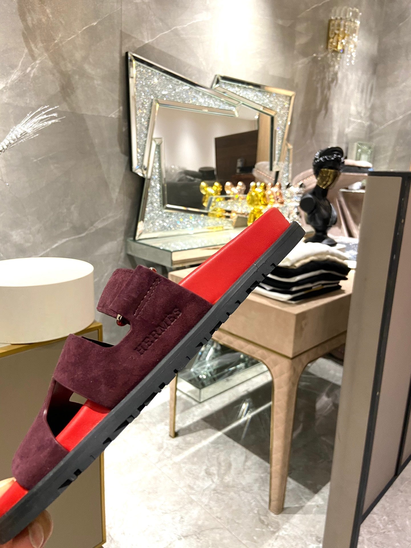 HERMES CHYPRE SANDAL CHERRY MIX JAM SUEDE