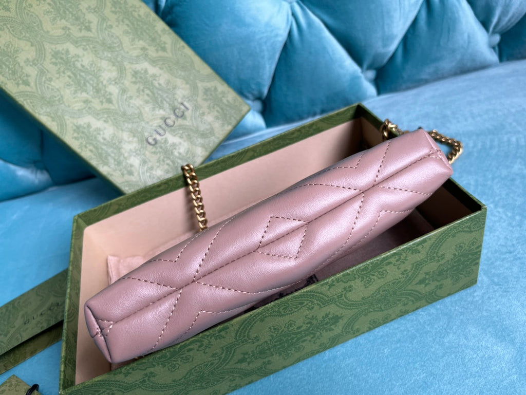 GUCCI MARMONT MINI 22 HANDBAG IN LIGHT PURPLE CALFSKIN