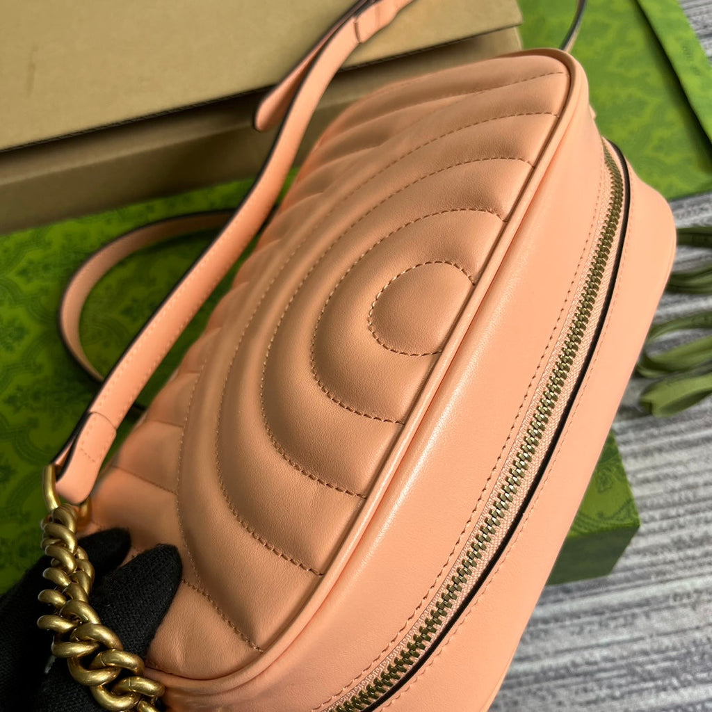 GUCCI MARMONT SMALL 24 MATELASSÉ IN PEACH PINK CALFSKIN