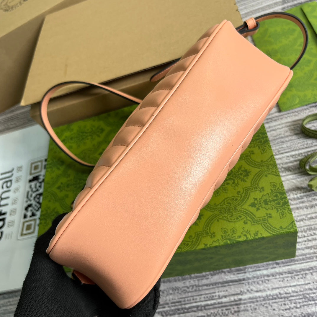 GUCCI MARMONT SMALL 24 MATELASSÉ IN PEACH PINK CALFSKIN