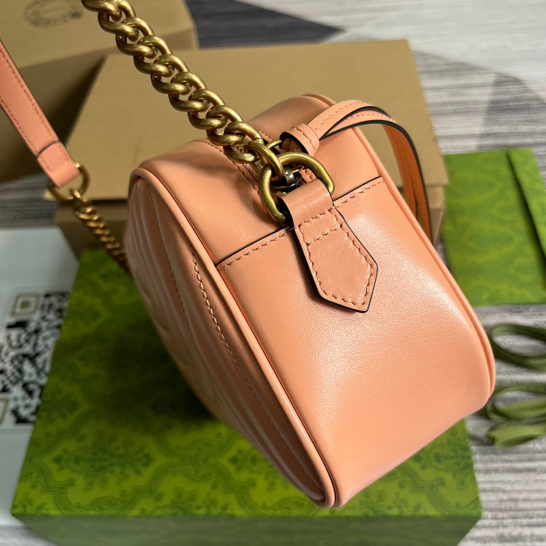 GUCCI MARMONT SMALL 24 MATELASSÉ IN PEACH PINK CALFSKIN