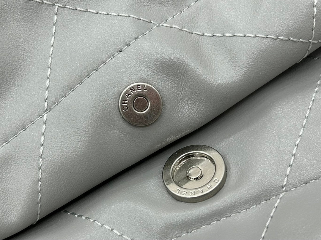 CHANEL MEDIUM 37 HANDBAG IN GREY CALFSKIN SILVER HARDWARE