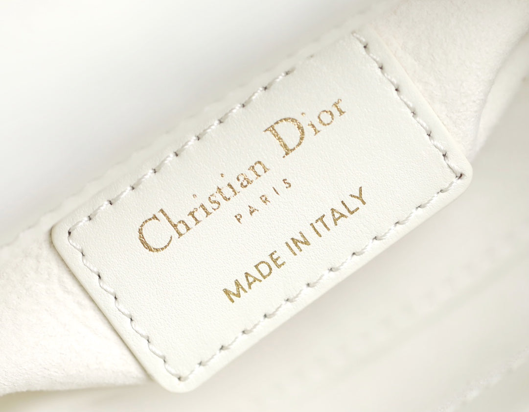 DIOR LADY D-JOY MICRO 16 IN WHITE LAMBSKIN