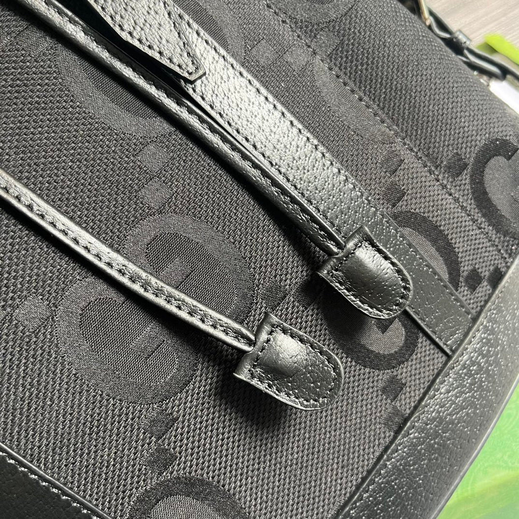 GUCCI OPHIDIA LARGE 42 BACKPACK IN BLACK CANVAS AND CALFSKIN