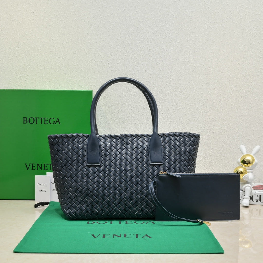 BOTTEGA VENETA Large Cabat 45cm Navy Blue Lambskin Ghw