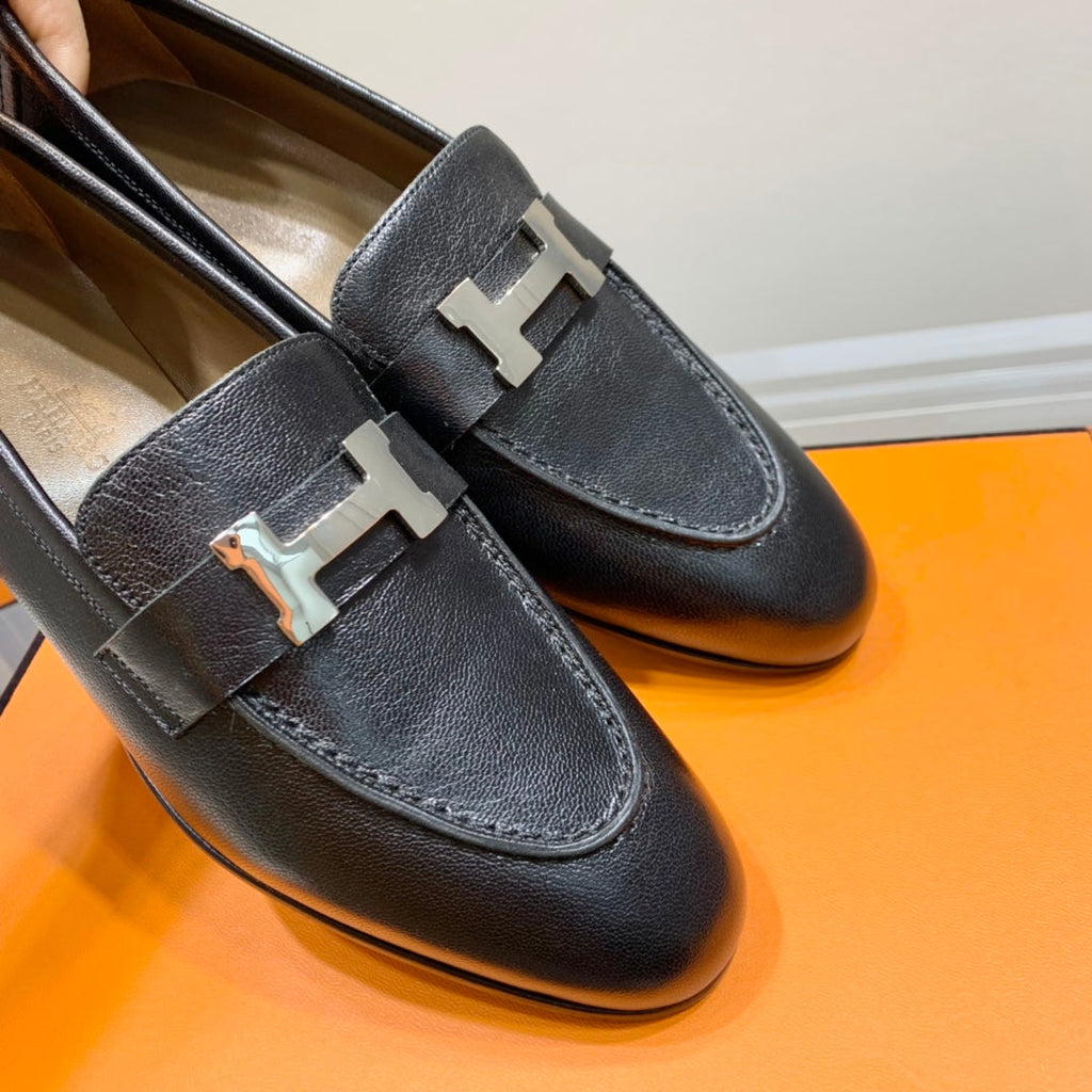 HERMES PARIS LOAFER BLACK CALFSKIN