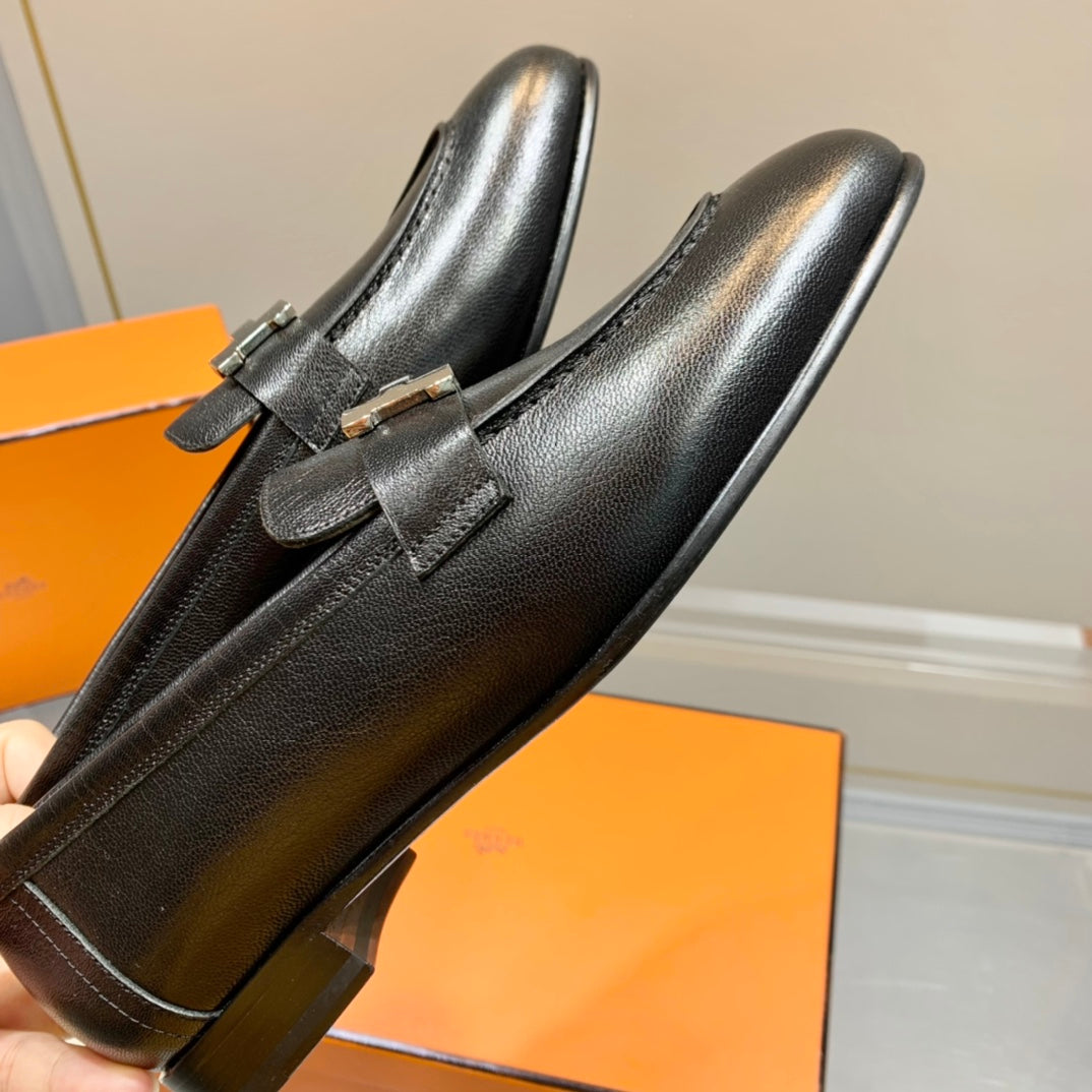 HERMES PARIS LOAFER BLACK CALFSKIN
