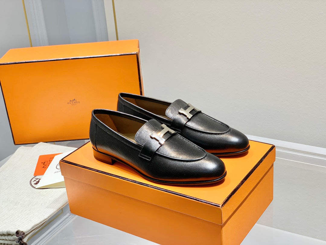 HERMES PARIS LOAFER BLACK CALFSKIN