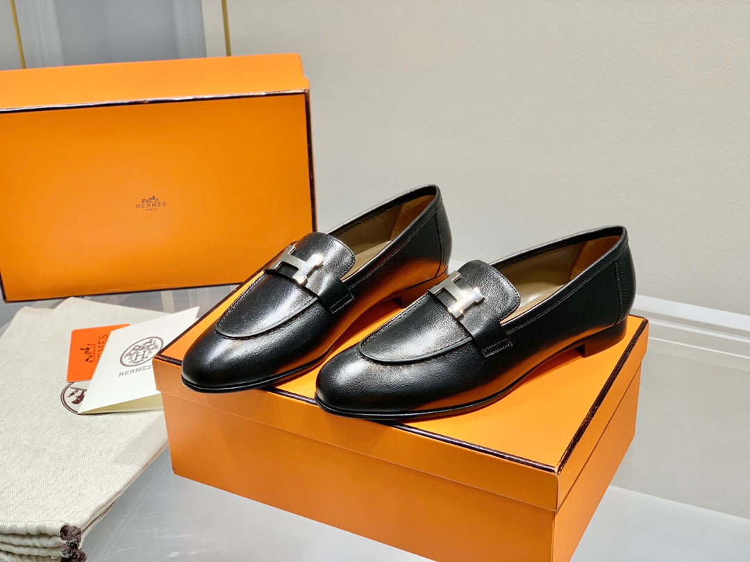 HERMES PARIS LOAFER BLACK CALFSKIN
