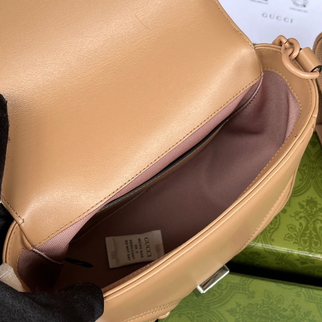 GUCCI MARMONT QUILTED SHOULDER BAG 18 IN CIDER BROWN CALFSKIN