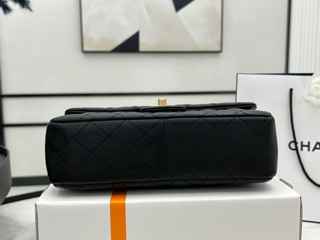 CHANEL SMALL 23 FLAP BAG IN BLACK CALFSKIN GOLD HARDWARE