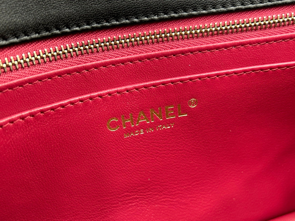 CHANEL SMALL 23 FLAP BAG IN BLACK CALFSKIN GOLD HARDWARE