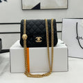 CHANEL SMALL 17 FLAP BAG IN BLACK CALFSKIN GOLD HARDWARE