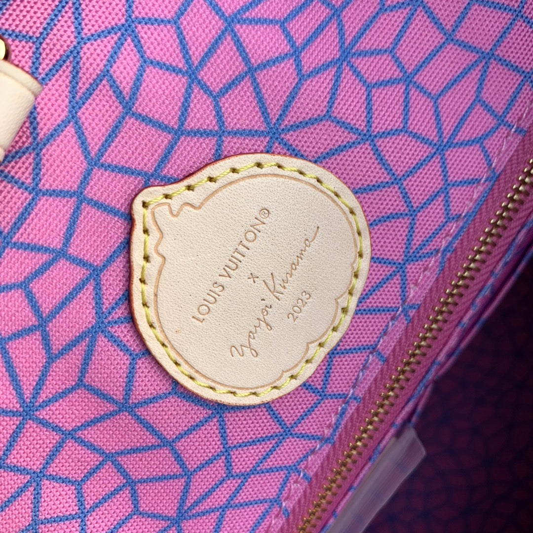 LOUIS VUITTON LV x YK ONTHEGO 35 IN BROWN MONOGRAM COATED CANVAS AND CALFSKIN PUMPKIN PATTERN