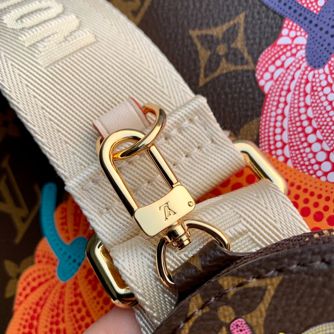 LOUIS VUITTON LV x YK ONTHEGO 25 IN BROWN MONOGRAM COATED CANVAS AND CALFSKIN PUMPKIN PATTERN