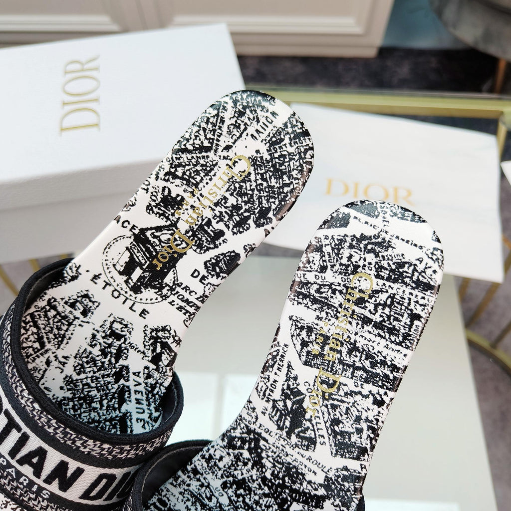 DIOR CD Mule Dway Slide 10mm Multi-motifs Style 13