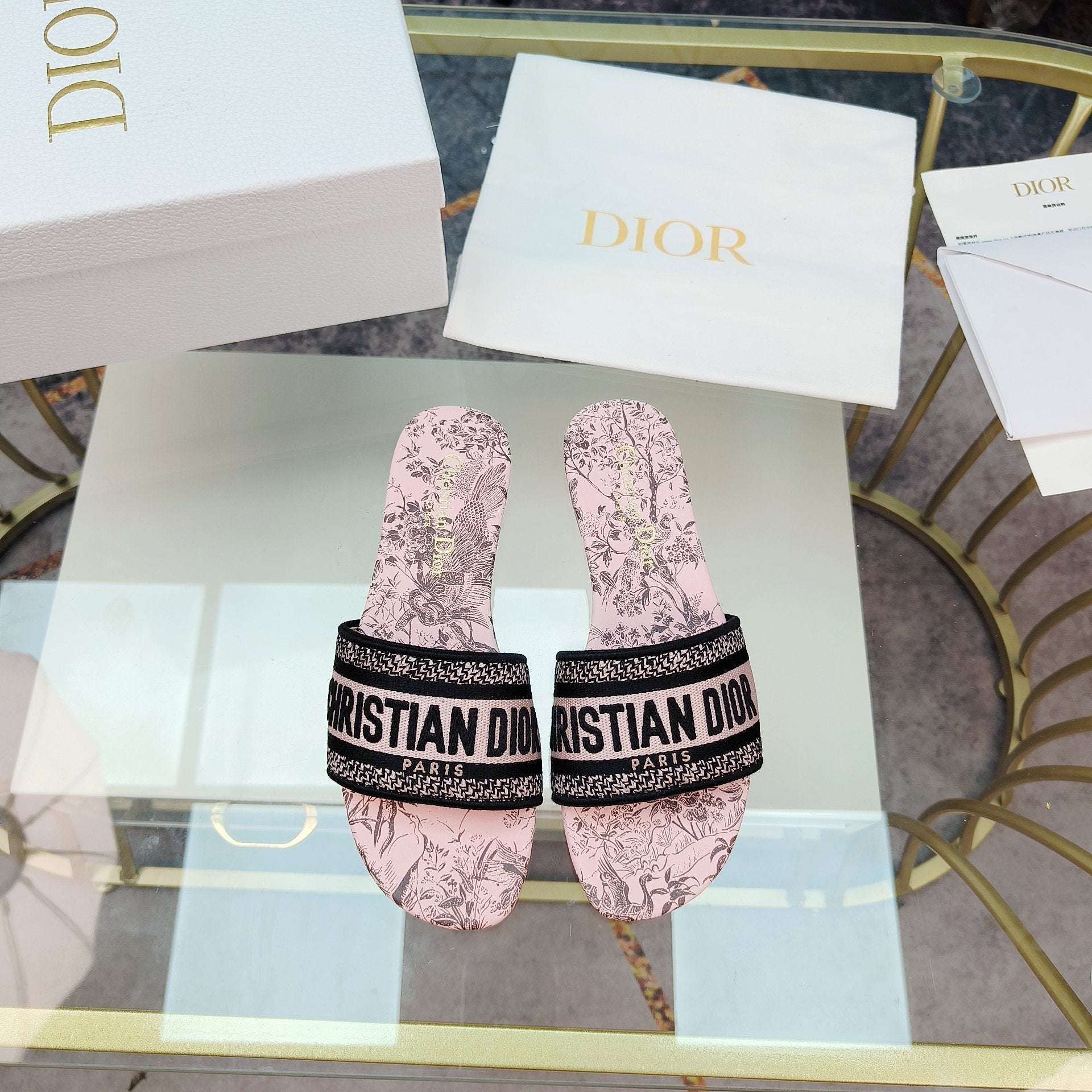 DIOR CD Mule Dway Slide 10mm Multi-motifs Style 12