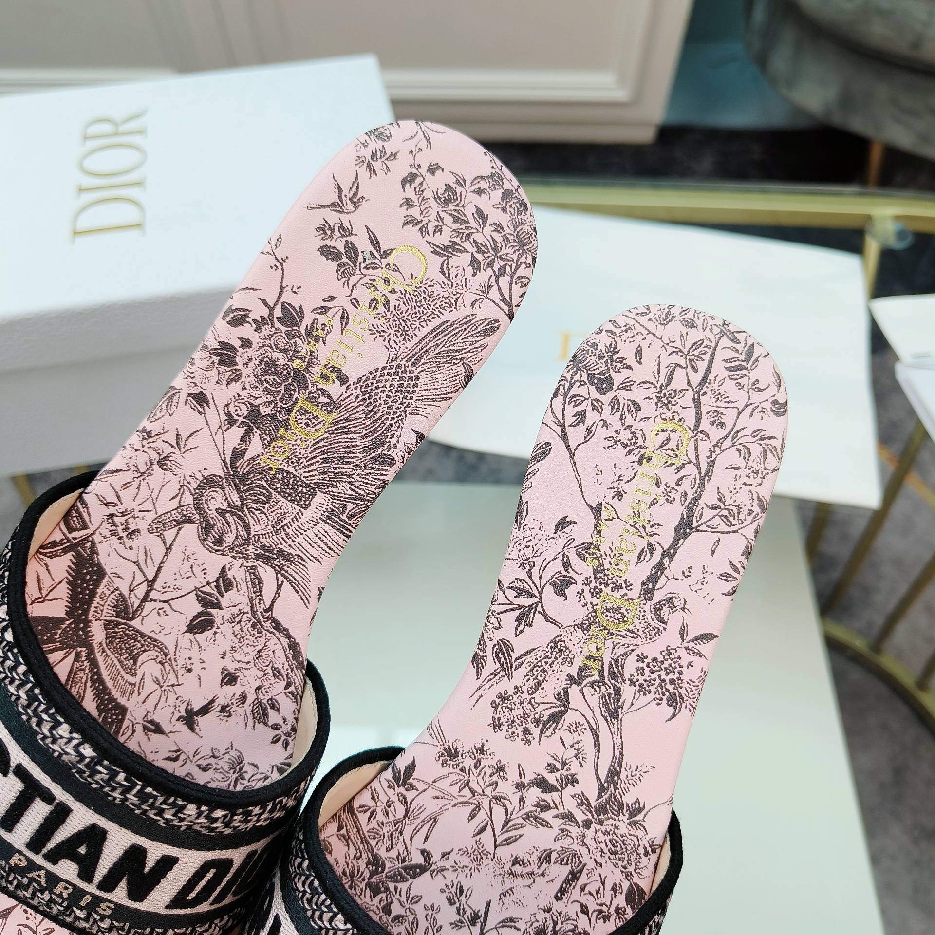 DIOR CD Mule Dway Slide 10mm Multi-motifs Style 12