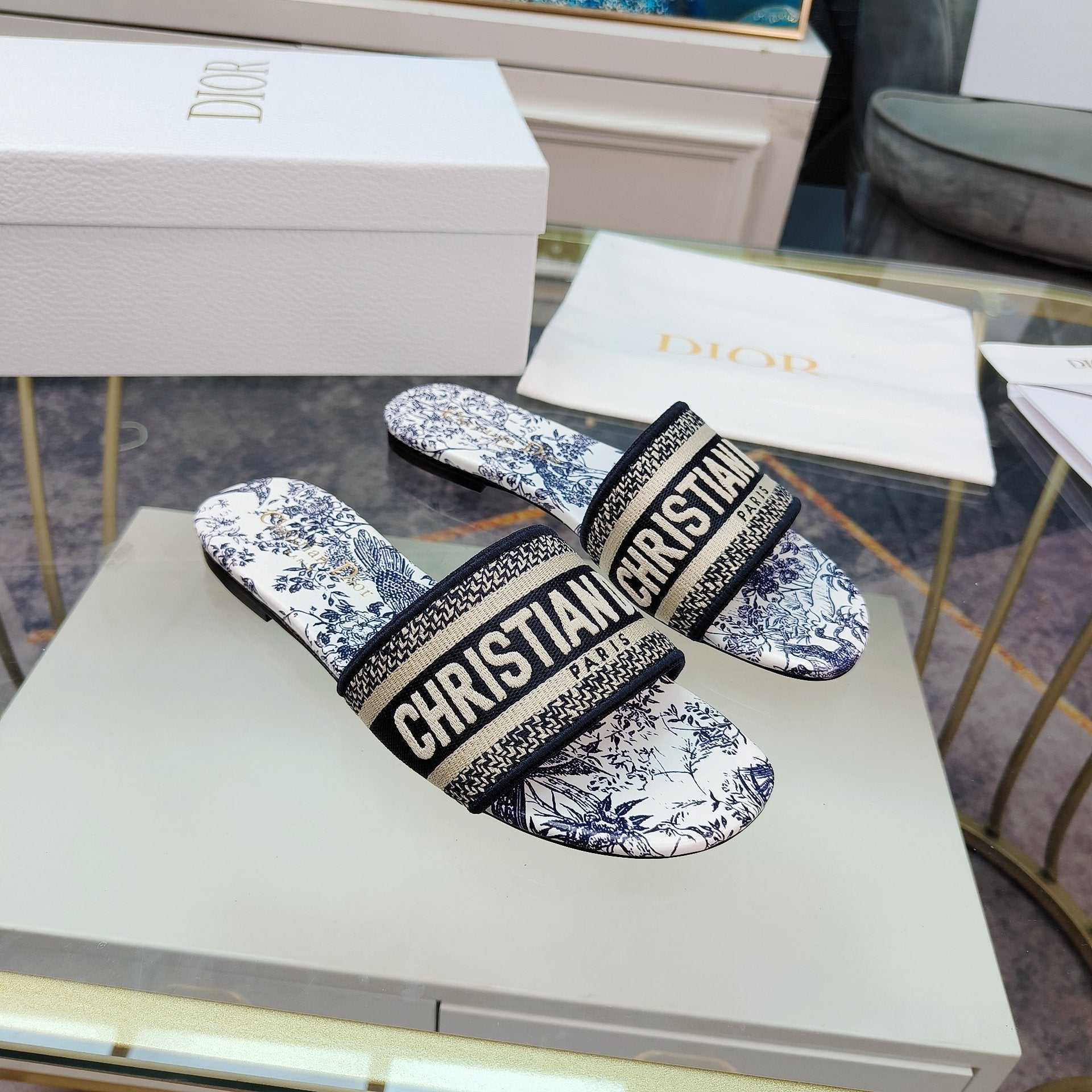 DIOR CD Mule Dway Slide 10mm Multi-motifs Style 11