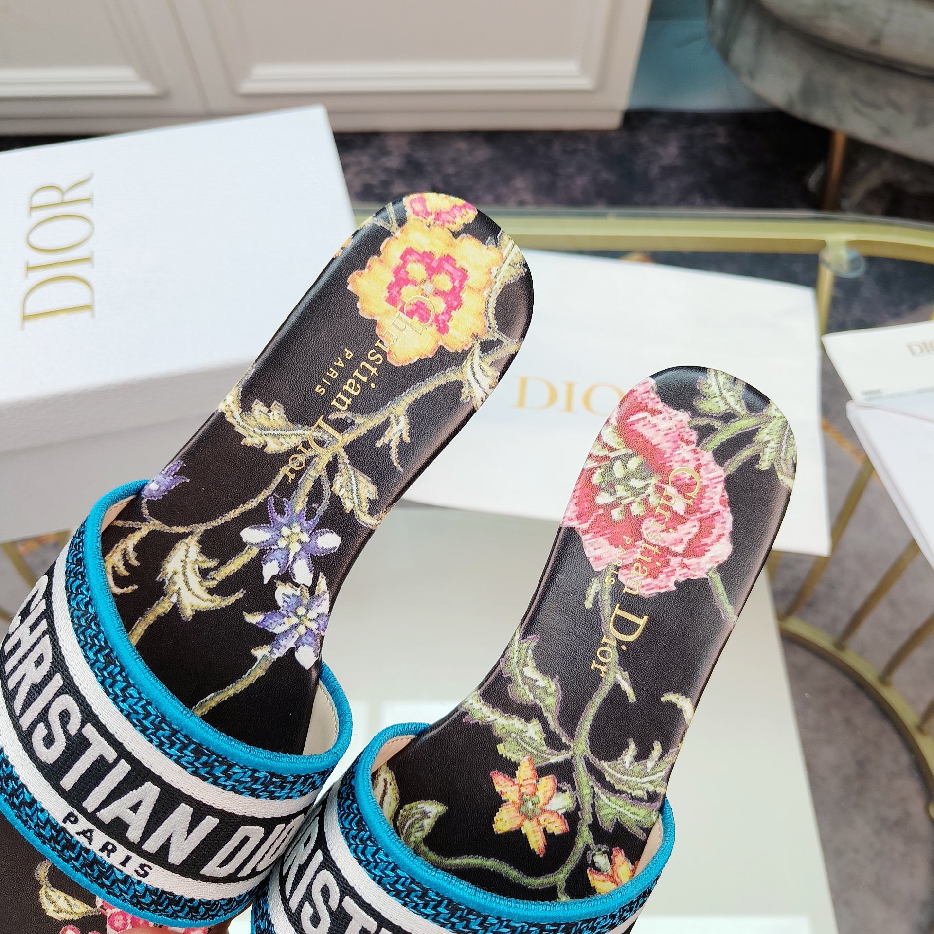 DIOR CD Mule Dway Slide 10mm Multi-motifs Style 10