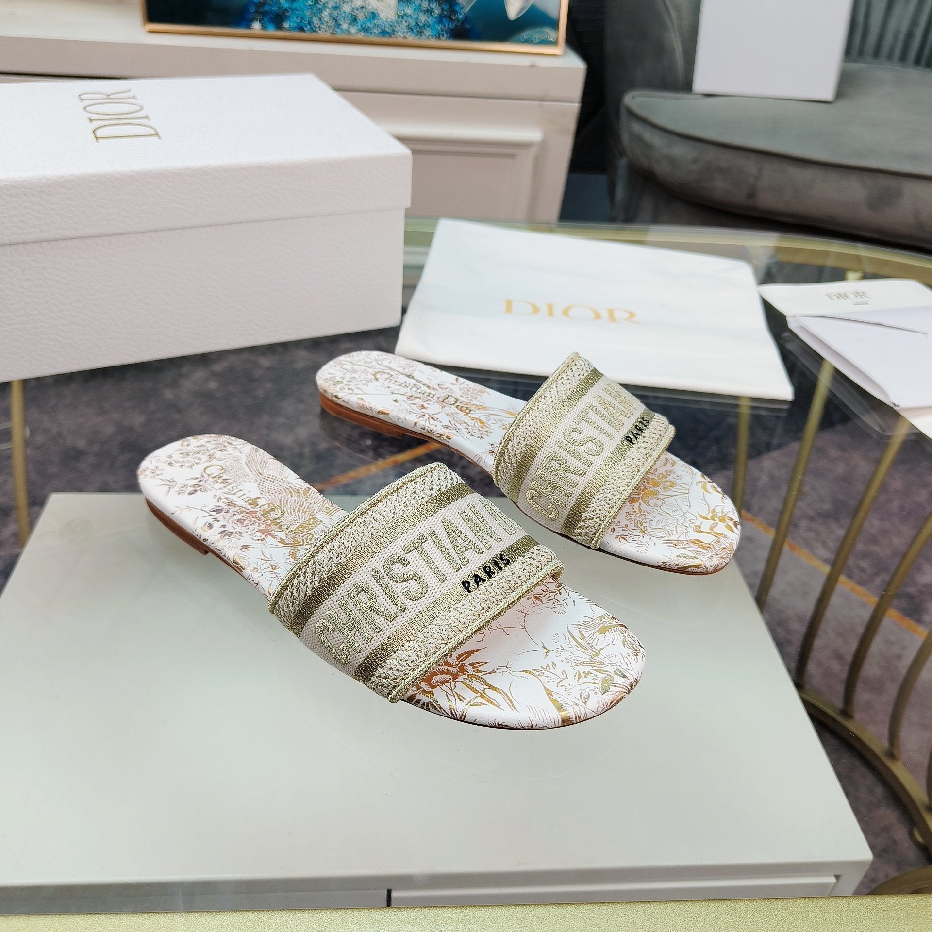 DIOR CD Mule Dway Slide 10mm Multi-motifs Style 7
